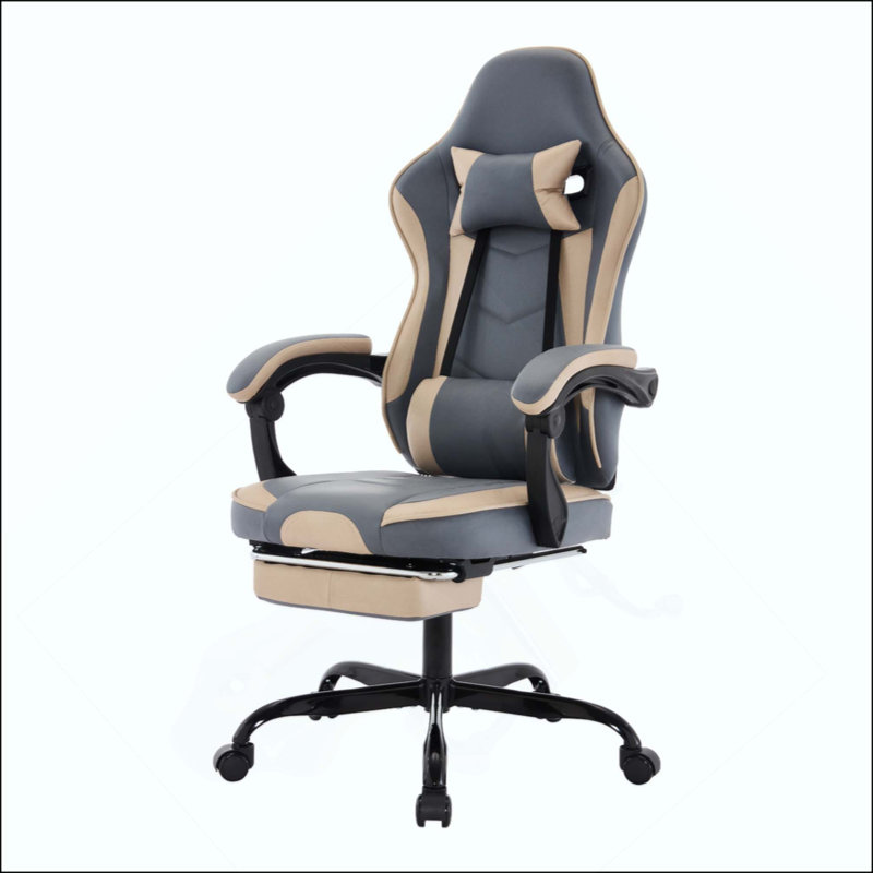 Fauteuil de jeu, fauteuil d'ordinateur ergonomique avec repose-pieds et support lombaire à massage, fauteuil de jeu vidéo pivotant à hauteur réglable pour adultes, capacité maximale de 300 lb
