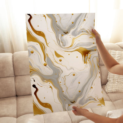 Abstrait abstrait Golden Strokes, reproduction d'art moderne sans cadre