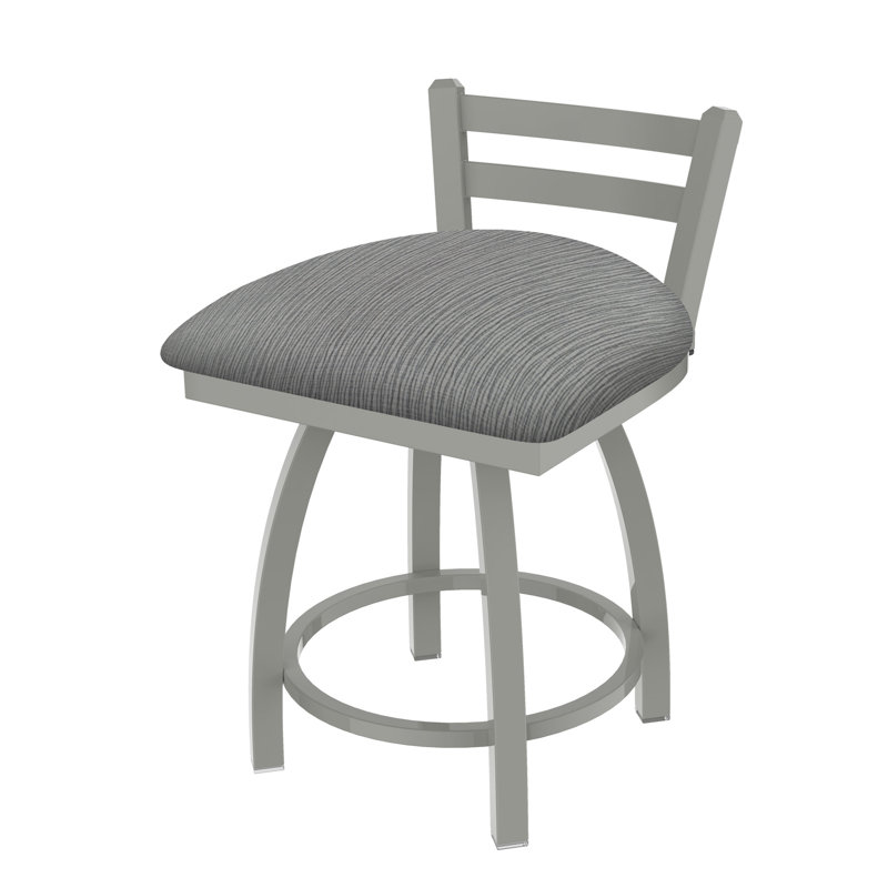 Tabouret de coiffeuse Jackie, Nickel anodisé, Tissu-graphique alpin