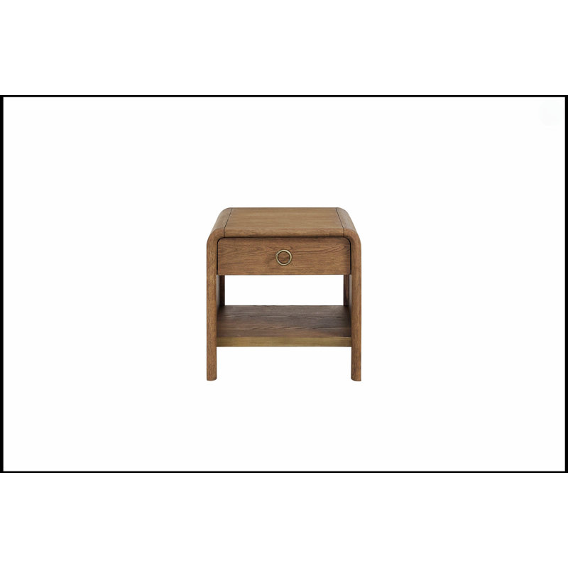 Table d'appoint Waterfall - Latte avec rangement, design moderne et fonctionnelle pour le salon ou la chambre