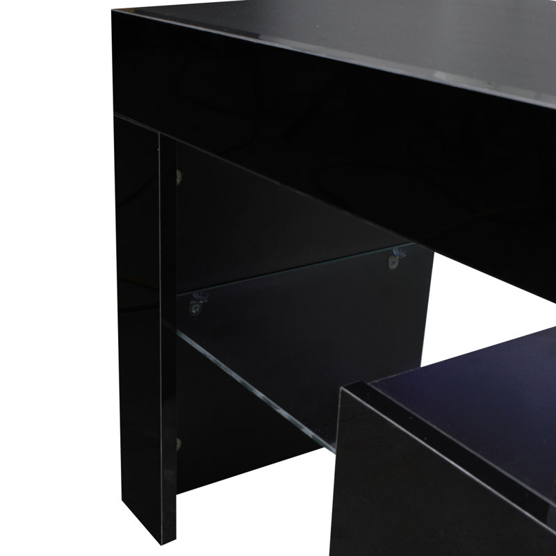 Antwann Modern LED TV Stand for 70" TVs, Wood Entertainment Center with 2 Cabinets, Quick Assembly, Black 2