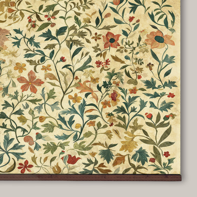 Tapisserie d'art botanique rétro, art mural, H 32 po x l 48 po