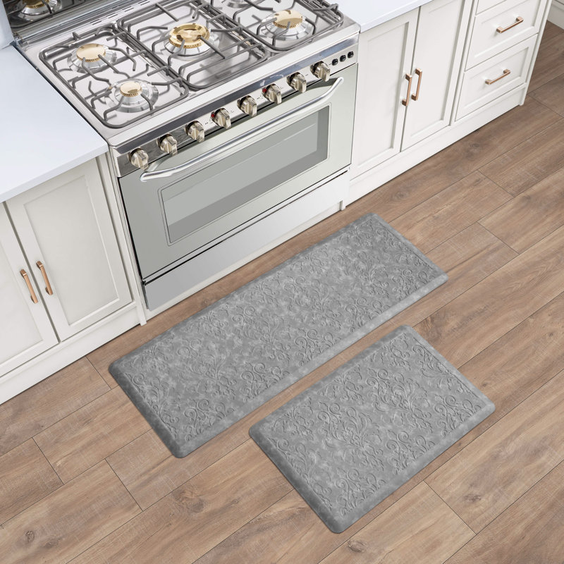 Embossed Soothing Comfort Anti-Fatigue Mat Set, Light Gray