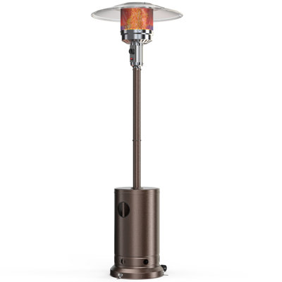 48,000 BTU Propane Patio Heater With Tabletop, Double-Layer Stainless Steel Burner And Safety Protection System, Outdoor Patio Heater With Wheels For Home&Commercial Use In Backyard, Garden