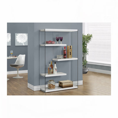 Bibliothèque à 5 niveaux en verre trempé