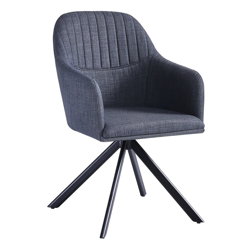 Perrysville 19'' H Tufted Upholstered Metal Armchair, Dark Gray