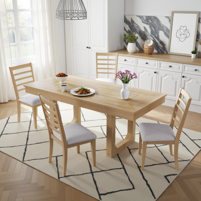  Ensemble de salle à manger à rallonge 7 pièces GatherHaven - Table rustique en bois de 60 à 78 po avec 6 chaises rembourrées