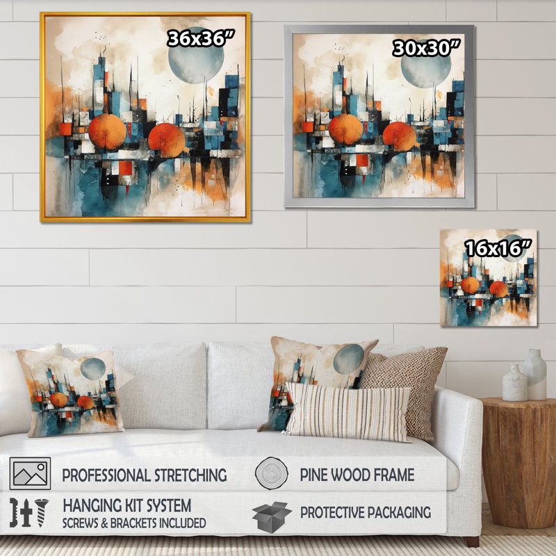 Modernist Expressions II, reproduction d'art sur toile, Cadre photo noir, H 16 po x l 16 po x P 1 po