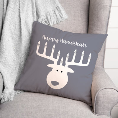 Deer Menorah Throw Pillow