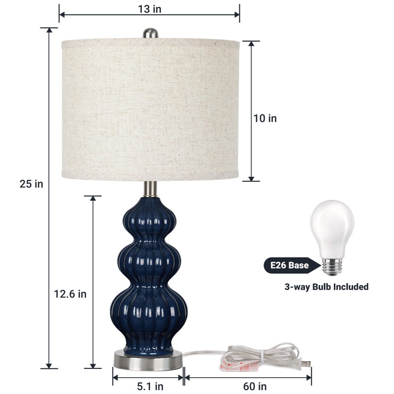 25" Archaimbaud Ceramic Table Lamp, Navy Blue
