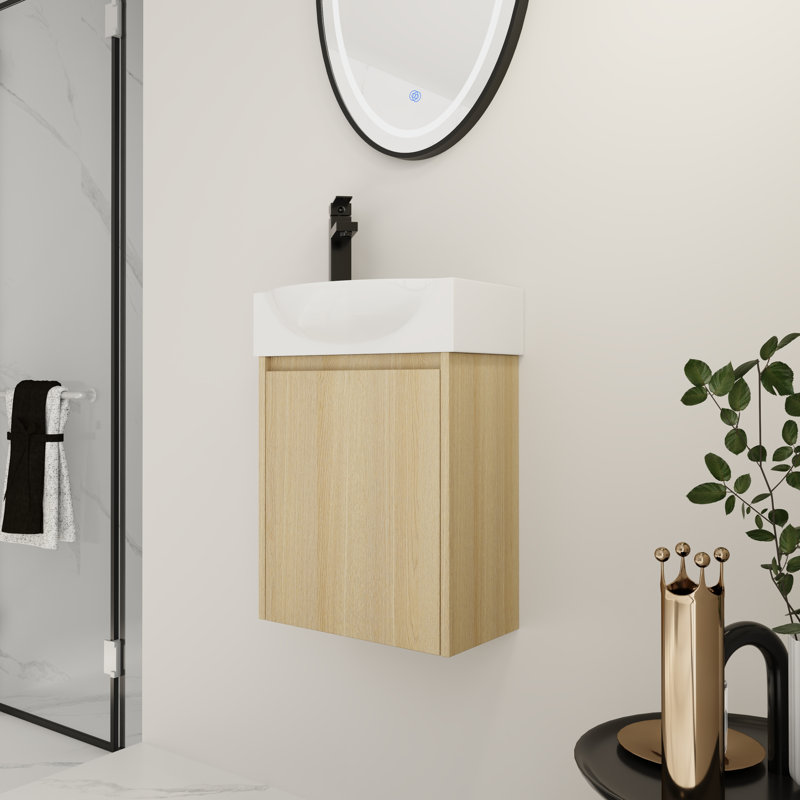 Ensemble de meuble-lavabo de style chalet 16 "avec lavabo en céramique, Naturel