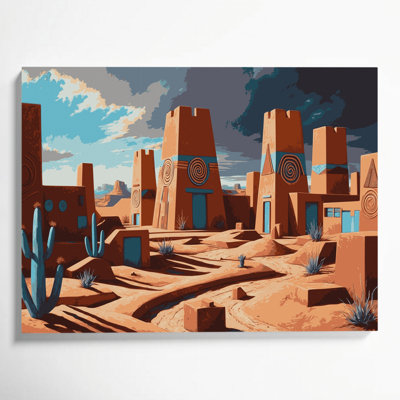 Art mural sur toile de style sud-ouest inspiré de Pueblo 126