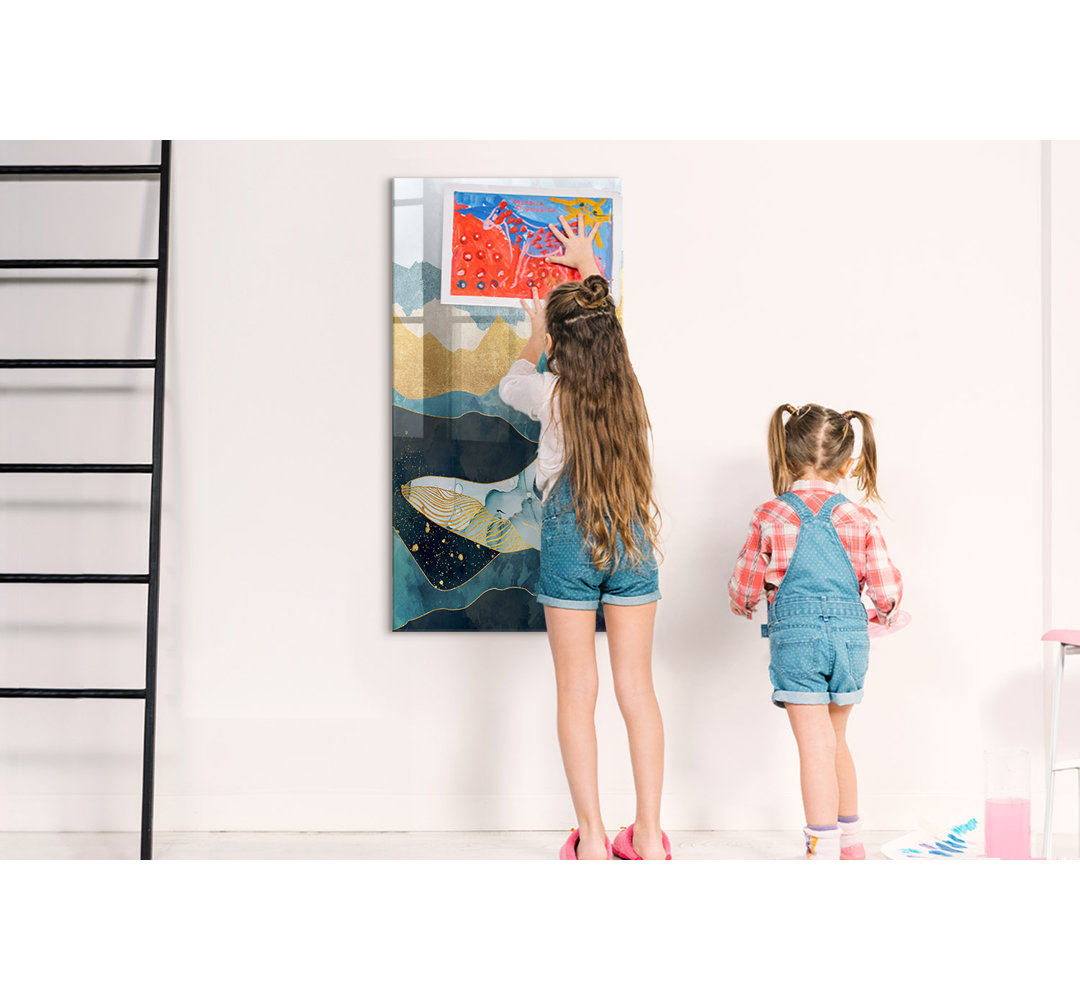 Magnetic Memo Board Whiteboard - 60 x 120 cm - With Marker and Magnets - Marble whale