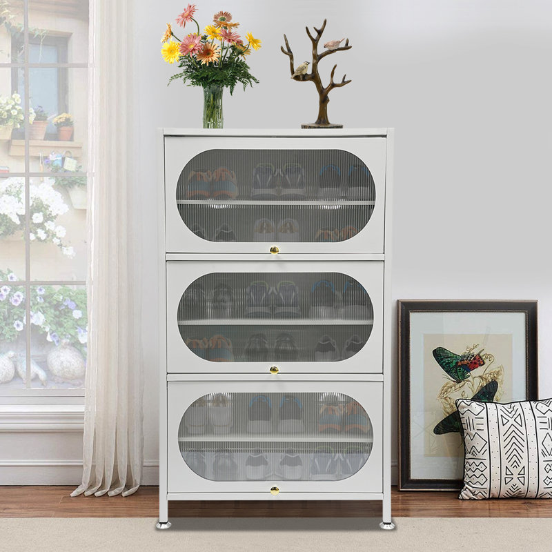 Armoire de rangement en acier au carbone à 6 niveaux avec 3 portes, Gris foncé