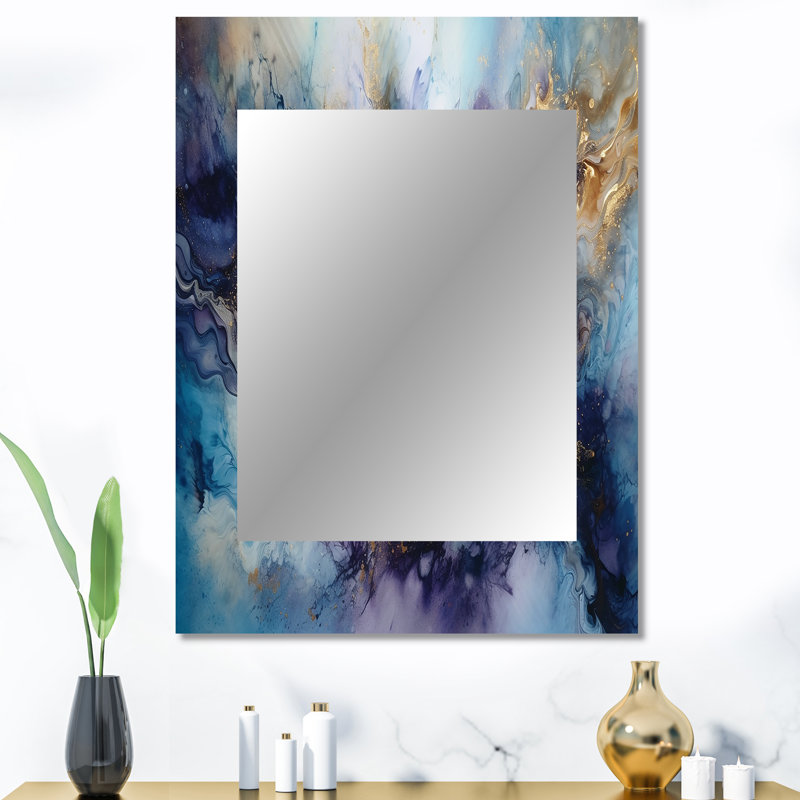 Encre liquide captivante liquide or mauve I - marbre, miroir doré, impression sur métal, 40 po x 30 po