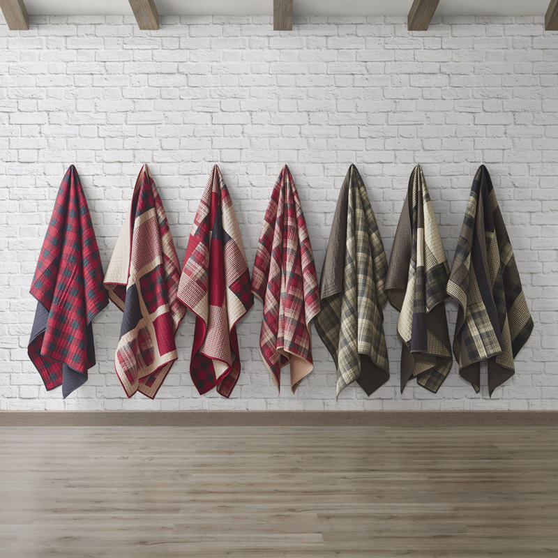Huntington Red Cotton Quilted Reversible Throw Blanket
