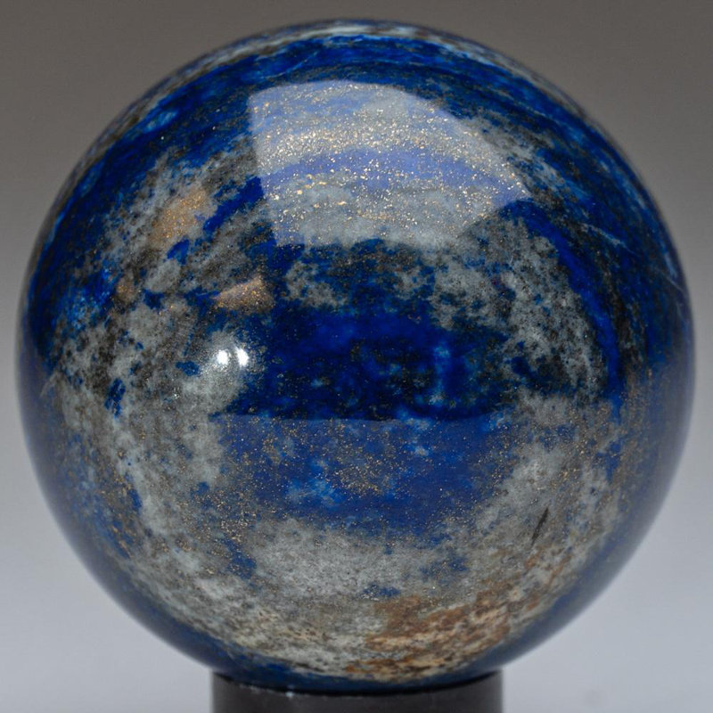 Polished Polychrome Sphere from Madagascar, 2.75" H x 2.75" W x 2.75" D, Gray/Black