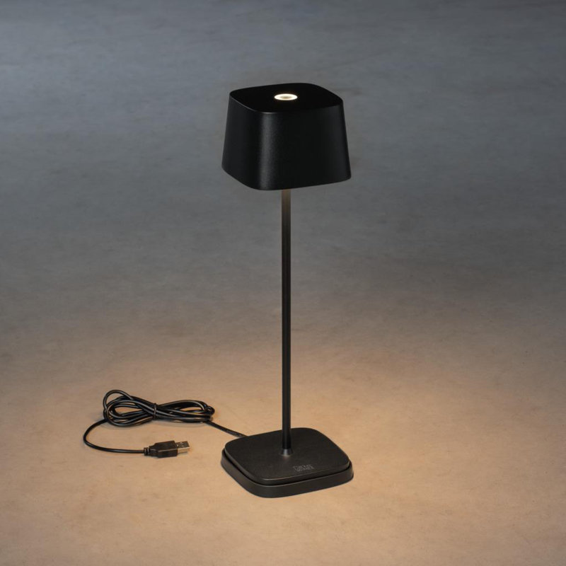 Capri Cordless Table Lamp - USB Rechargeable, Dimmable LED, Stylish Design, Black