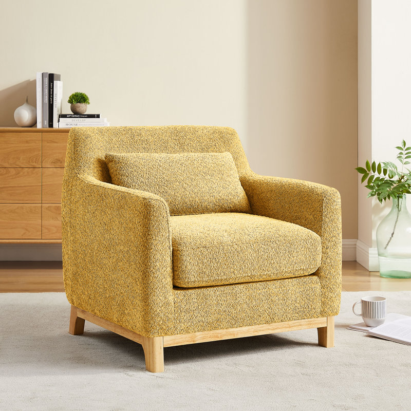 Jazmere 31.5" Armchair, Beige Velvet, Natural