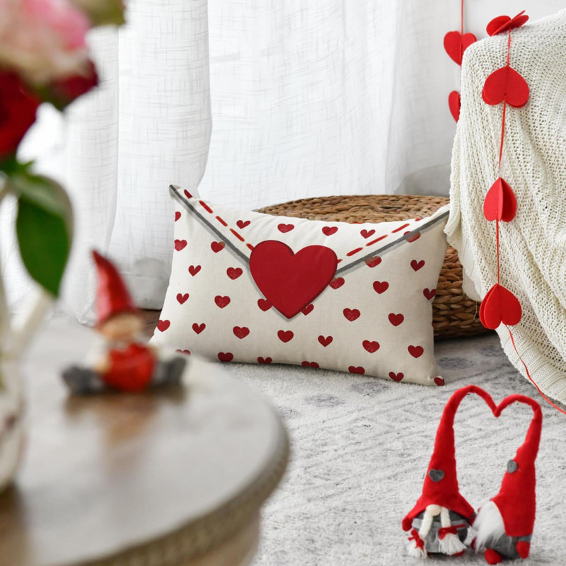 Housse de coussin pour la Saint-Valentin, Blanc/rouge