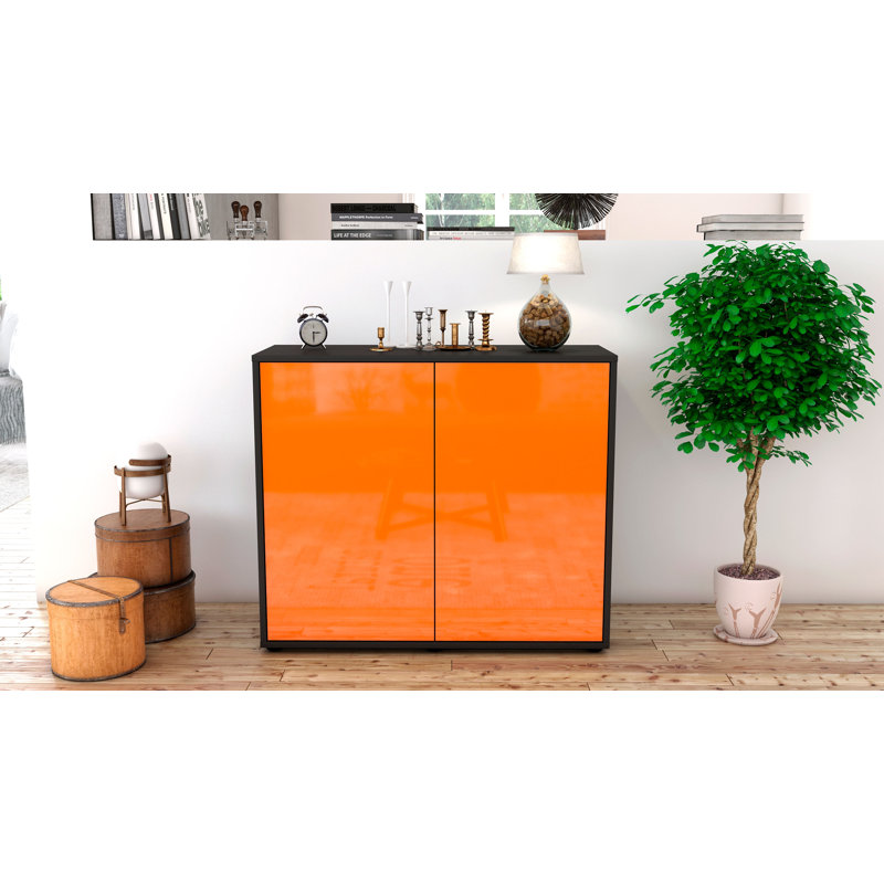 Quintara 92cm Sideboard, Anthracite/High-gloss orange