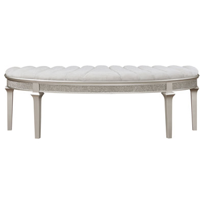Keymari Curved Fabric Upholstered Bench Silver Oak