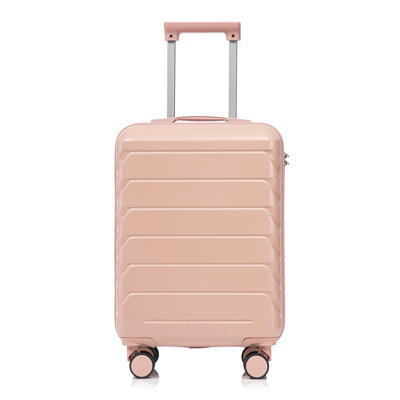 20 Inch ABS Hard Shell Travel Checked Luggage - Scratch Resistant Surface Four Multi-Directional Wheels,  With Combination Lock.(Pink)