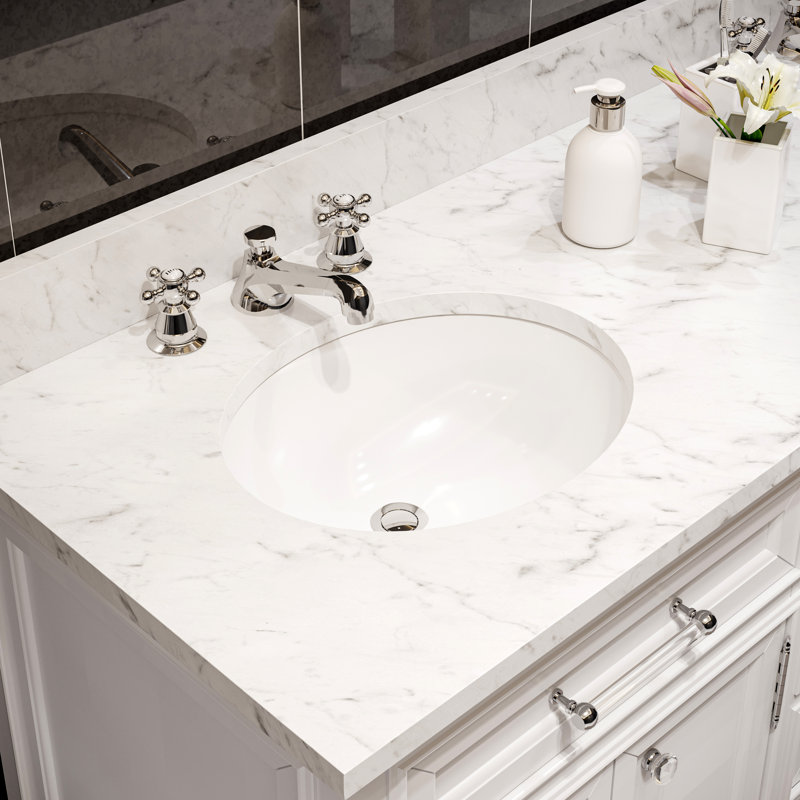 Derby 60'' Double Bathroom Vanity with Marble Top, White