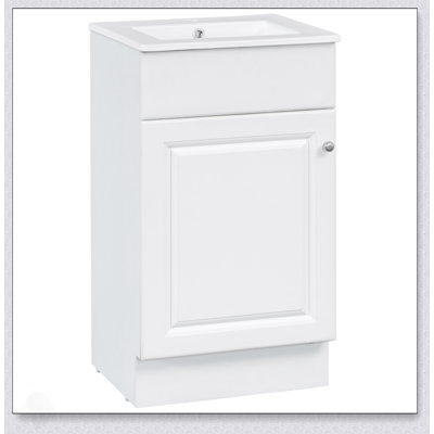 Meuble-lavabo de 18 pouces avec lavabo en céramique, porte à fermeture en douceur et beaucoup de rangement pour les salles de bain modernes