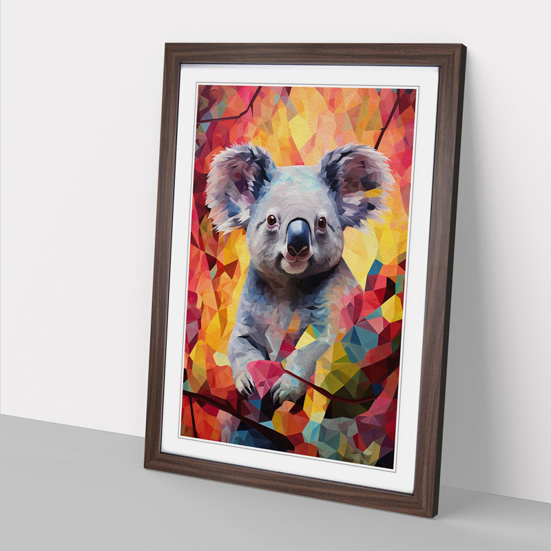 Koala Bear Colour Field - Single Picture Frame Print on Wood, Walnut Framed, 34cm H x 25cm W x 2cm D