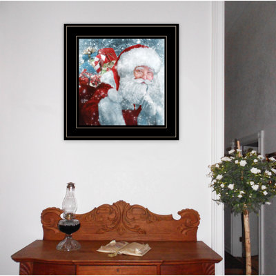 Santa with Presents Framed Wall Art for Living Room, Home Décor by Bluebird Barn