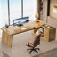 Bureau de direction en L 78 po en bois manufacturé et en métal-357708523