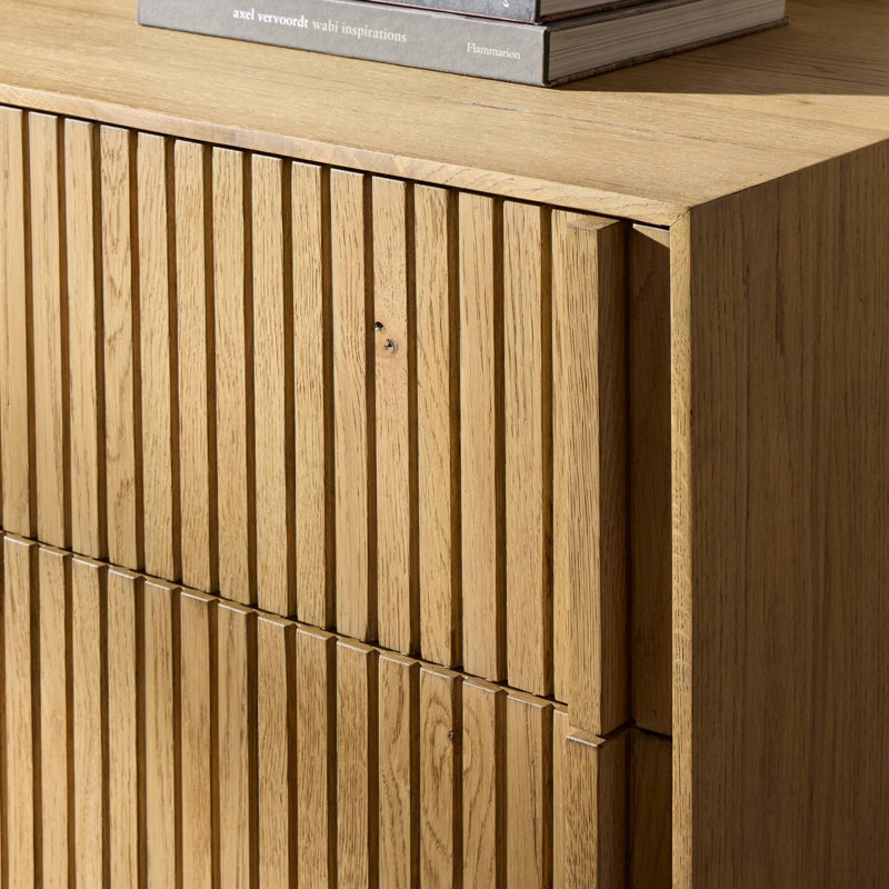 Leo 5 Drawer Dresser-Rustic Grey, Rustic Light Natural