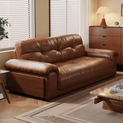 Brown Genuine Leather Standard Sofa