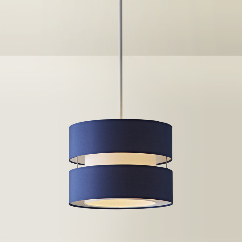 Blended Fabric Drum Pendant Shade, 19cm H x 26cm W x 26cm D, Navy