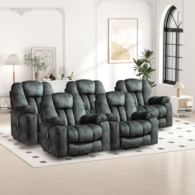 Fauteuil inclinable chauffant moderne de 40,9 po de largeur avec porte-gobelet, rangement pour poche et port USB à brancher
