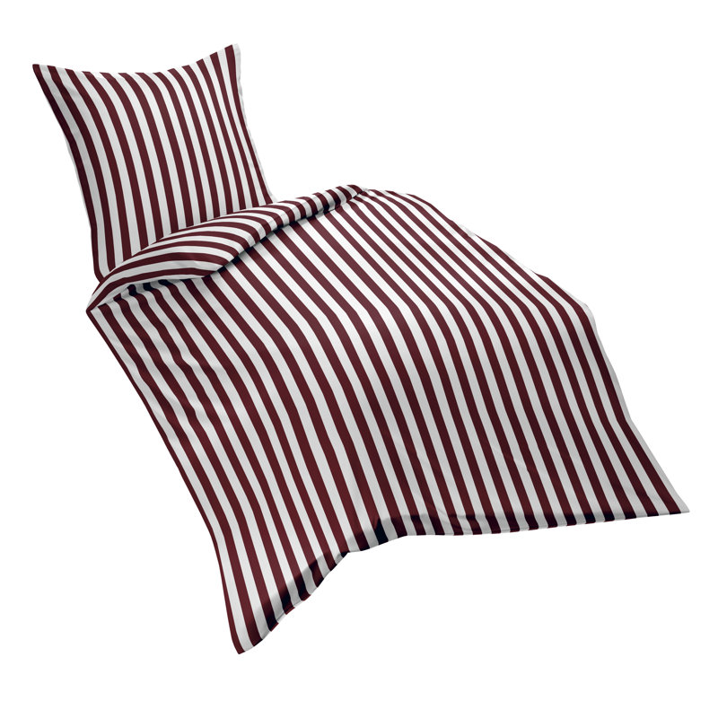 Riva 144 TC Reversible Duvet Cover Set, 155 x 220cm Duvet Cover + 1 Standard Pillowcase, Red