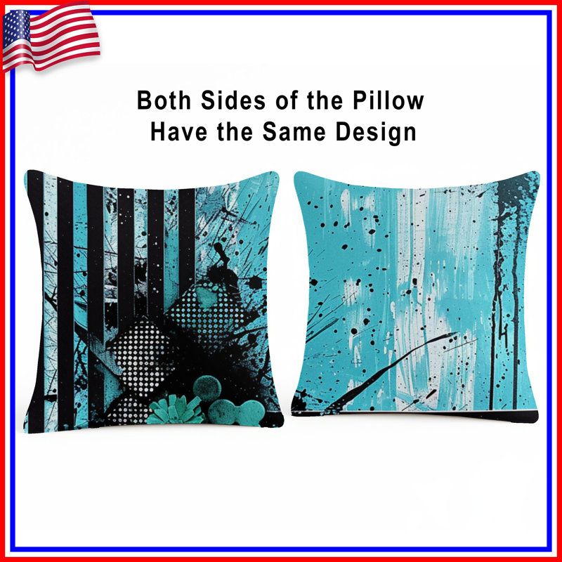 Coussin décoratif abstrait, coussins double face Art, 20 po x 20 po