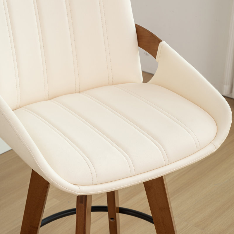 Modern Leather Upholstered Swivel Counter & Bar Stools, Beige, 4, Counter Stool (66.8cmSeat Height)