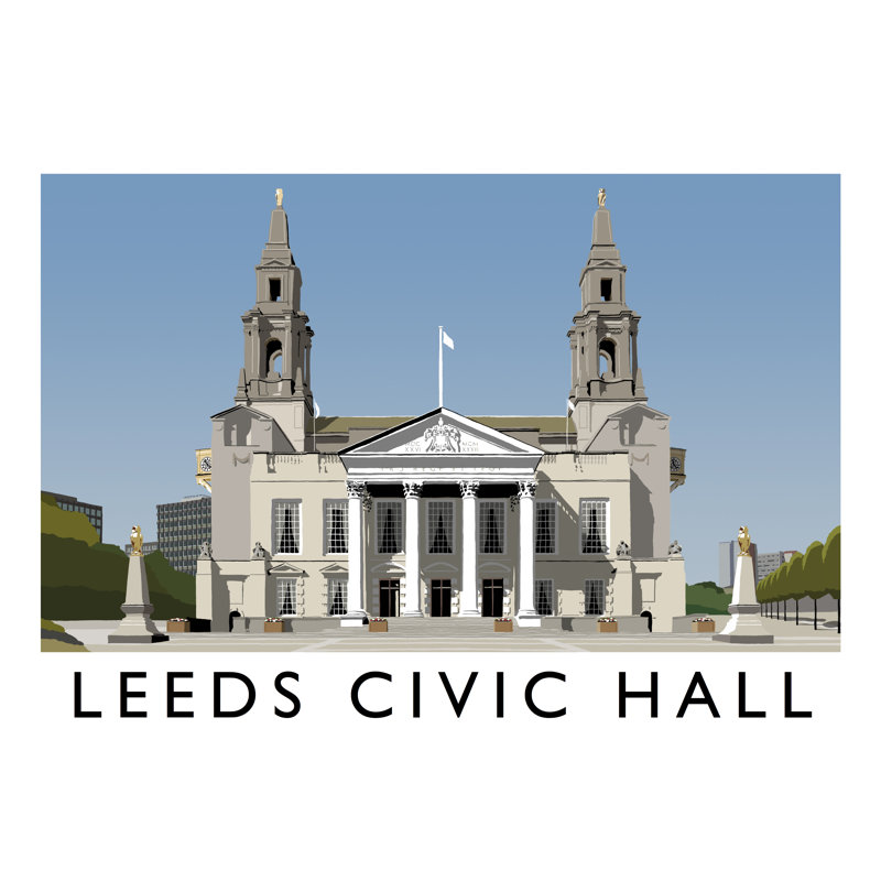 Leeds Civic Hall 2 by Richard O'Neil - Print, 30 cm H x 40 cm W x 1 cm D, No Frame