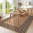 Modern Easy Jute Rug Machine Washable Geometric Bordered Indoor Outdoor Carpet with Non-Slip Backing, Non-Shedding Floor Cover for Backyard, Bedroom, Patio-1553815587