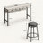 3-Drawer Long Dining Table Set With Power Outlets, Bar Kitchen Table Set With Circular PU Stools, Easy Assemble, Brown Gray Table+Black Stool