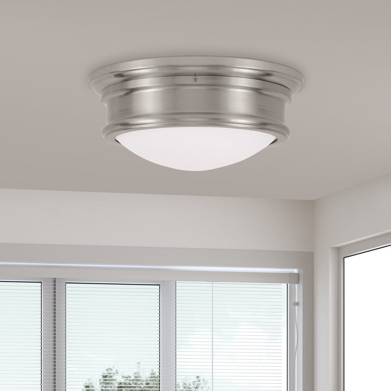 Tavernia Glass Flush Mount, Brushed Nickel, 5.5" H x 13" W x 13" D