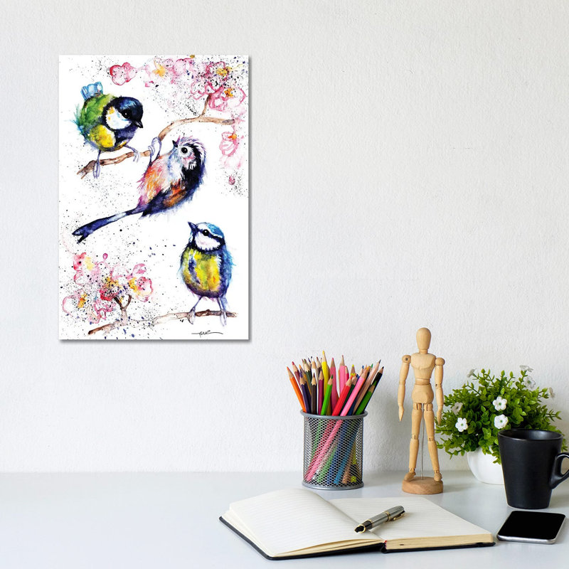 Three Little Birds by BebesArts - Wrapped Canvas Gallery-Wrapped Canvas Giclée, 20.32 cm H x 30.48 cm W, Wrapped Canvas