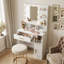 Ensemble de coiffeuse avec miroir, bureau de coiffeuse, table de maquillage avec 1 tiroir, ensemble de coiffeuse pour chambre à coucher