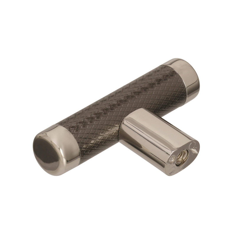 Polished Nickel and Gunmetal T-Handle Cabinet Knob