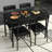 5 Piece Dining Table Set for 4, Rectangular Wood Metal Kitchen Table with 4 Upholstered Chairs, Space Saving Compact Dining Set for Small Apartment Studio