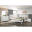 Lit en très grand lit en bois de style géométrique - Finition blanche et tête de lit légèrement incurvée pour une chambre élégante avec cadre confortable-402710115