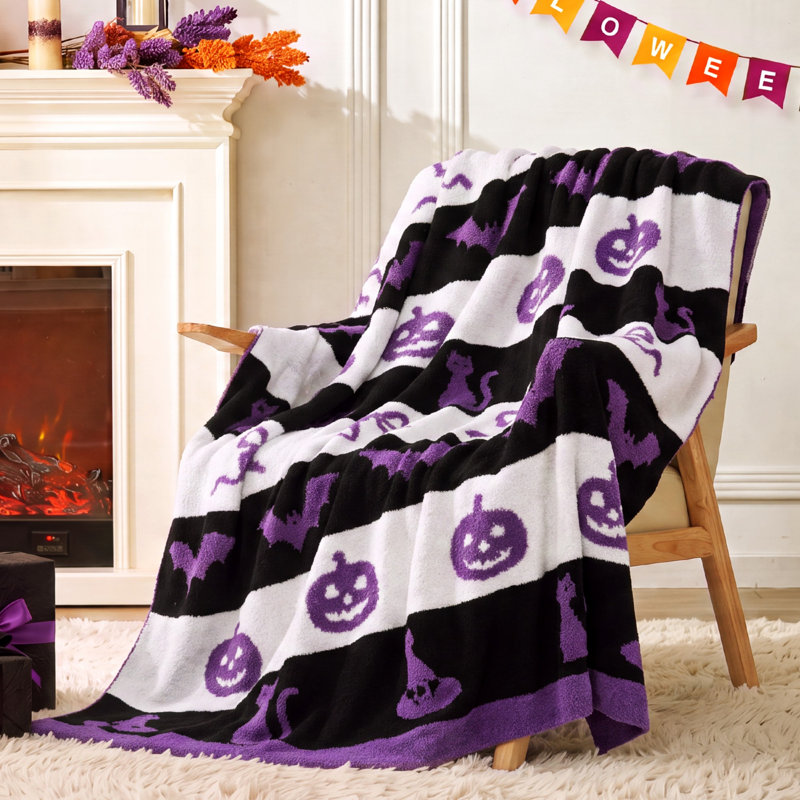 Jeté de lit Snuggle Sac Autumn Halloween, Rayures mauves