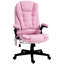 Fauteuil de direction classique en polyester rose avec massage par vibration à six points et chaleur lombaire, idéal pour le bureau à domicile